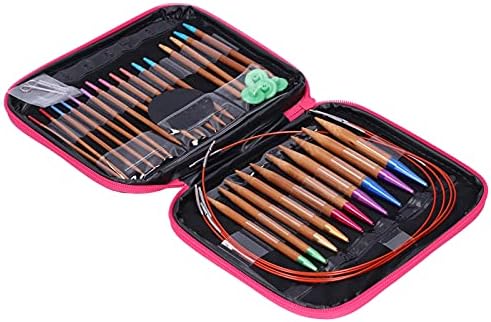 Zopsc Carbonized Bamboo Circular Knitting Needle Set with Removable