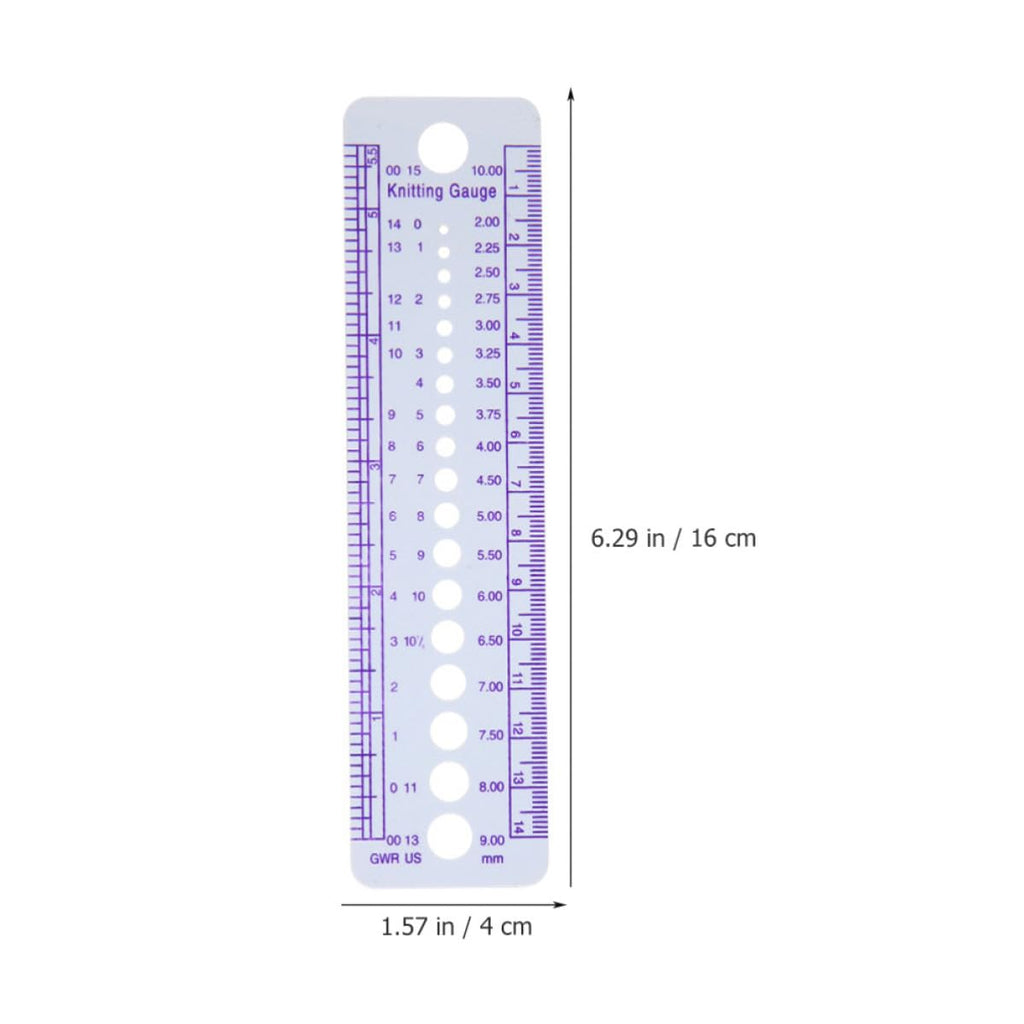 6pcs Knitting Needle Gauge Tool Plastic Sizing Ruler Set, 16cm