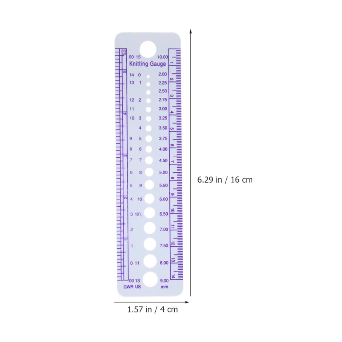 6pcs Knitting Needle Gauge Tool Plastic Sizing Ruler Set, 16cm