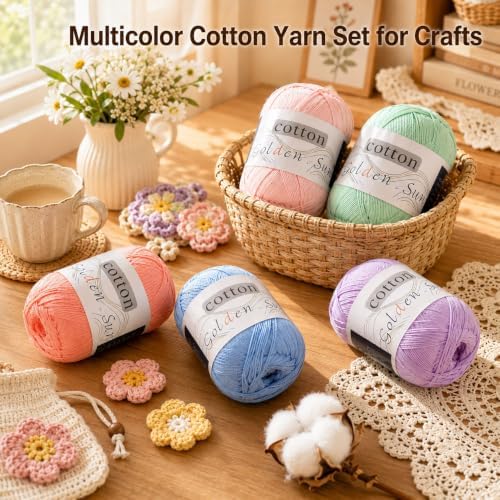 Katech 1OO% Cotton Yarn for Crocheting-12 * 45g/175yd, Baby Cotton
