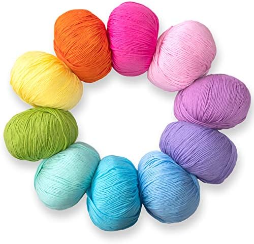 Studio Sam Pure Cotton Yarn Set for Knitting and Crochet. Pack of 10