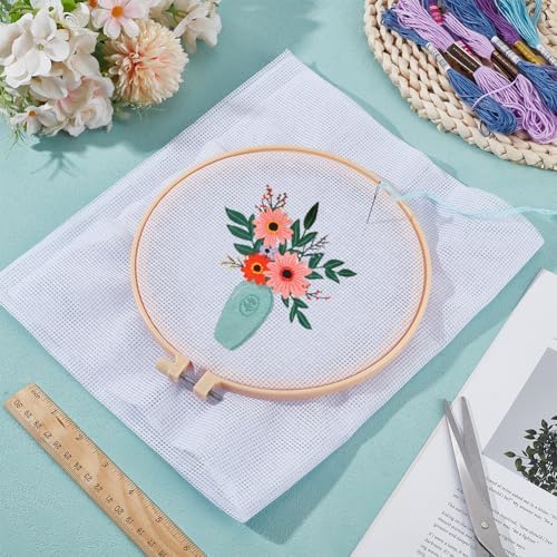 BENECREAT 9 CT Cross Stitch Cloth, 39x12 Inch White Essential Basic