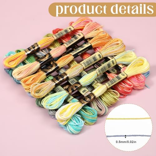 18 Pcs Friendship Bracelet String, Rainbow Embroidery Floss, Numbered