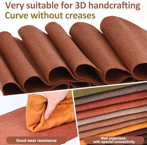 XSEINO 13 Rolls 8"x35" 1.4mm Thick Soft Felt Fabric Sheet 13 Assorted