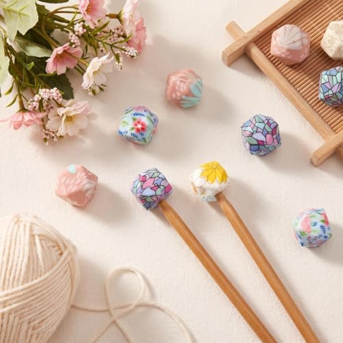 Bruislard 16Pcs Knitting Needle Stoppers Hexagon Print Knitting Needle
