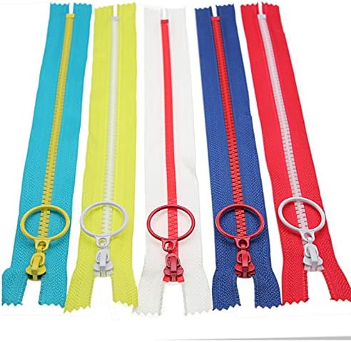 #5 Plastic Zippers with Lifting Ring Pull,10 PCS 12 Inch (30CM),Closed