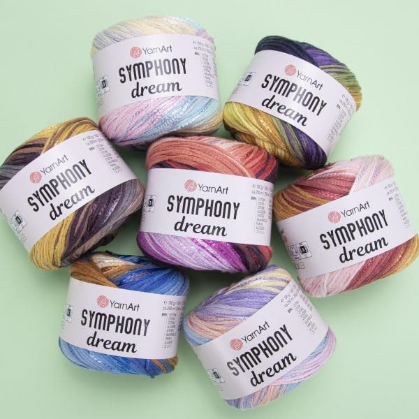 YarnArt Symphony Dream Cotton Yarn -%80 Cotton%20 Viscose Rainbow