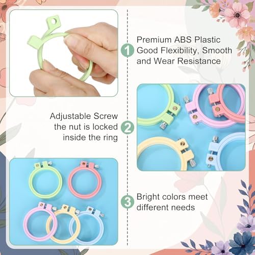 Hotop 10 Pcs Mini Embroidery Hoops ABS Plastic, Round