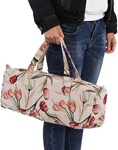 Knitting Bag, Woven Fabric Crochet Tote Bag Yarn Storage Organizer for