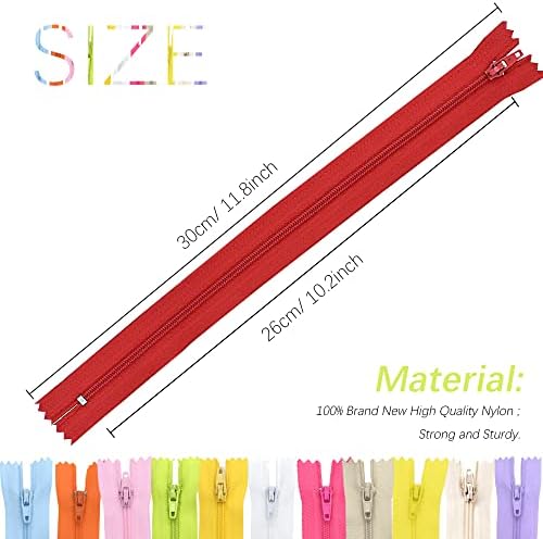 Renashed 60Pcs 12Inch Nylon Coil Zippers for Tailor Sewer Sewing Craft