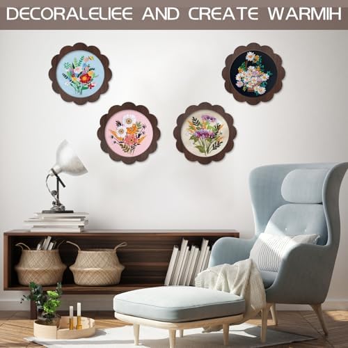 Kuabiz 8 Pcs 8 Inch Wood Embroidery Hoop Frame with Embroidery Hoops