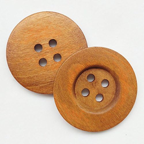 Chenkou Craft 20pcs Big Size 50mm 2" Light Brown Round Wood Buttons 4