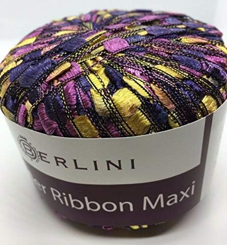 Berlini Ladder Ribbon Maxi Yarn #139 Viking - Purples, Yellow-Gold