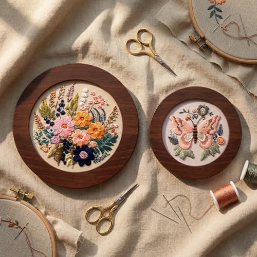 RattanView 12 Pcs Wood Embroidery Hoop Frame for Display 6 & 8 Inch