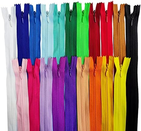 KGS Invisible Zippers for Sewing - 20 Pack 20 Assorted Colors 9 Inch
