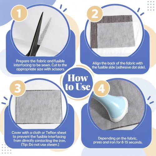17in × 60yd Medium Weight Non-Woven Fusible Interfacing for Sewing