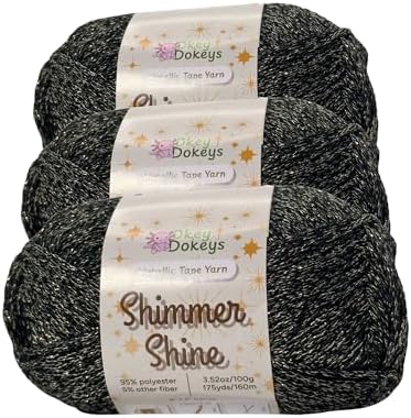 Metallic Glitter Yarn Size 3 300g/525yds, 95% Metallic Polyester and