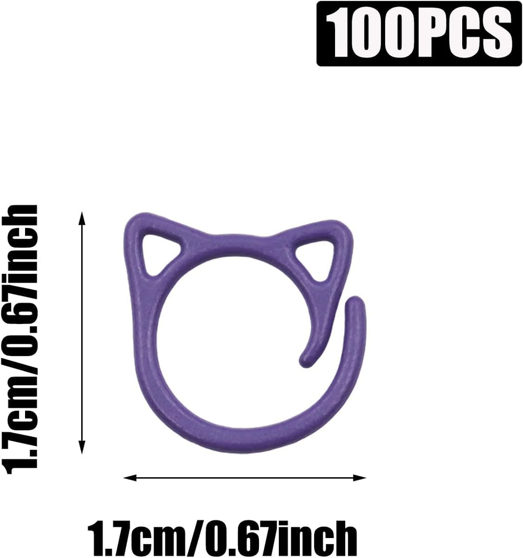 PINE & LINEN 100Pcs 10 Colors Cat Shape Metal Stitch Markers for