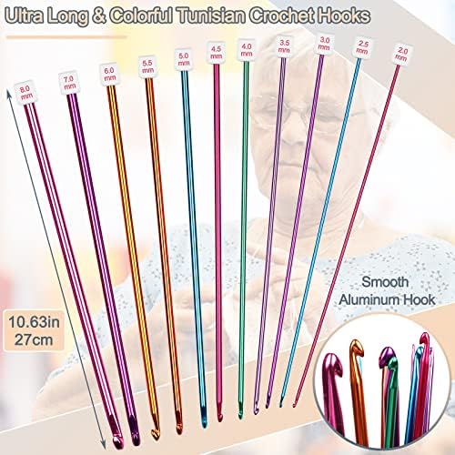 Coopay 11Pcs Tunisian Crochet Hooks Set-Long Crochet Hook