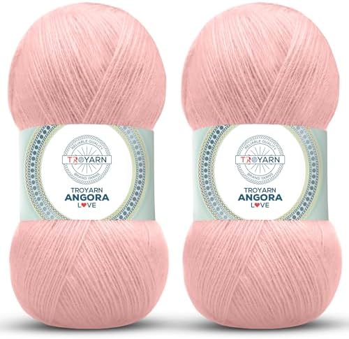 Angora Love Yarn, 2-Skein Pack, Acrylic/Wool, Candy Pink