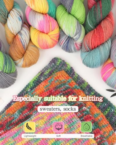 Katech 6 Pack Wool Yarn for Crocheting-Sock Yarn for Knitting