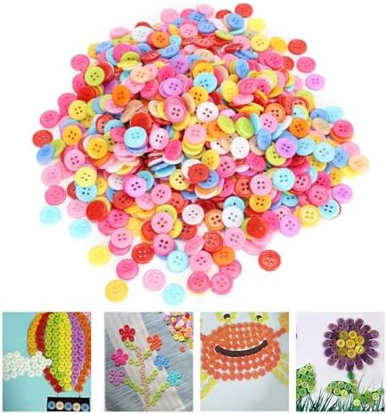 1000 PCS Assorted Mixed Color Buttons, 2 and 4 Holes Round Craft