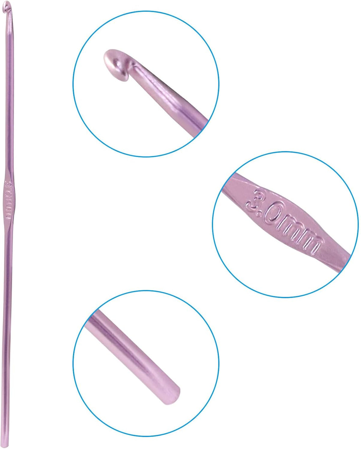 Bivethoi Aluminum Crochet Hook 3mm, 20 Pcs