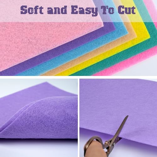 Felt Fabric Sheets 8 x 12 Inches, 21 PCS Pastel Felt Sheets for