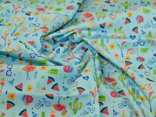Rose and Hubble Aqua 100% Cotton Poplin Dressmaking Fabric, 45" Wide