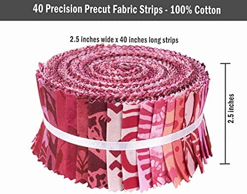 Soimoi Pink Jelly Roll Fabrics for Quilting 40 Strip 2.5" Inches
