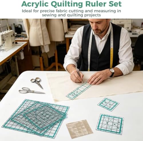 6 Pcs Acrylic Quilting Ruler Set, Square & Rectangular Templates