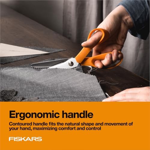 Fiskars 8" Orange-Handled Pinking Shears for Fabric Cutting & Sewing