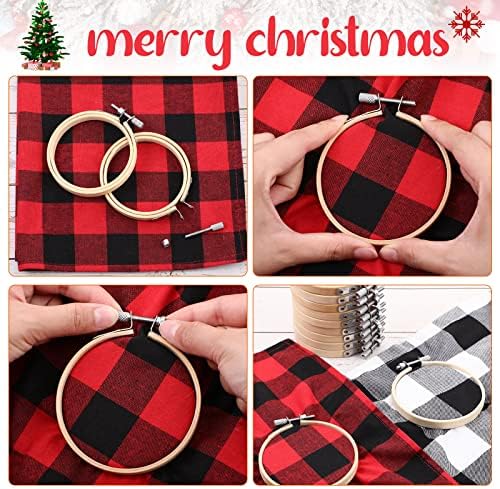 Hoteam 48 Pcs Small Wooden Embroidery Hoop Bamboo Round Cross Stitch,4