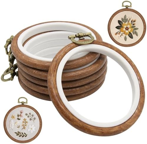 6Pcs 3 Inch Small Embroidery Hoops, Premium Oval Rubber Imitation