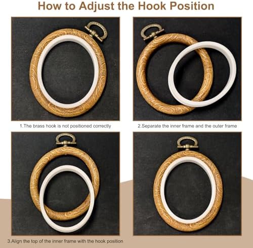 PATIKIL 10Pcs 4.7"x3.5" Embroidery Hoops Frame Imitated Wood Oval