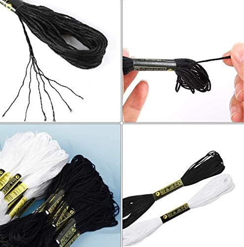 Embroidery Floss,13 Skeins White & 13 Skeins Black Embroidery Threads