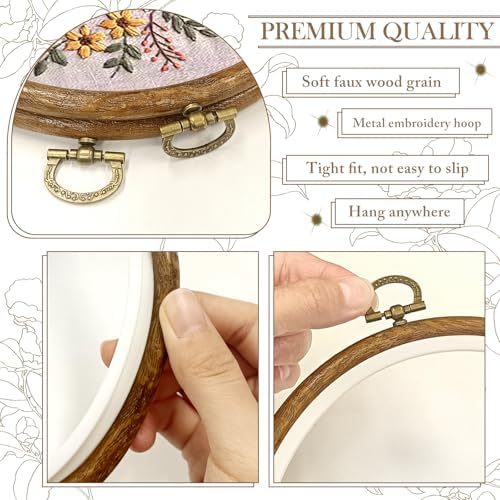 6 Pcs Embroidery Hoop Frame Set, Circle Hoop Ring Cross Stitch Hoop