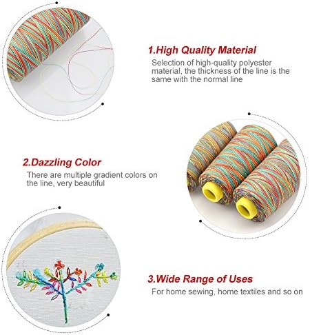 5pcs Multicolor Gradient Sewing Quilting Embroidery Thread Spools