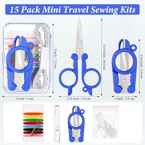 Knitgrip 15 Pack Mini Sewing Kits, Small Travel Emergency Repair Kit