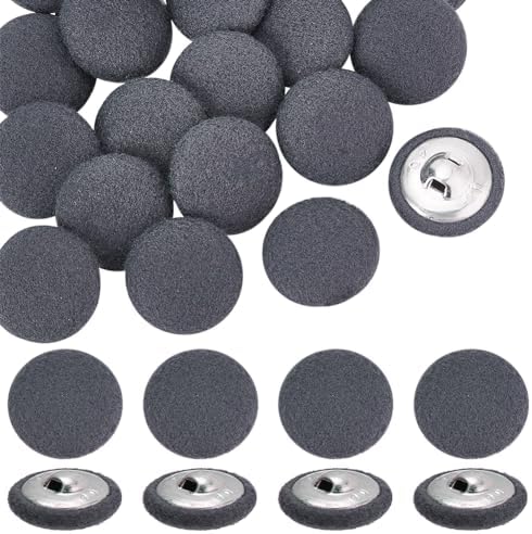 NBEADS 20 Pcs Fabric Cloth Covered Buttons, 26mm Fabric Metal Shank