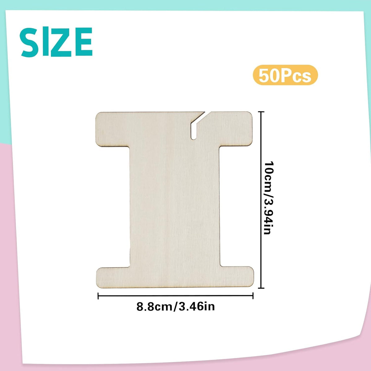 50 PCS Ribbon Storage Organizer, Empty Wooden Flat Spool Bobbin Sewing