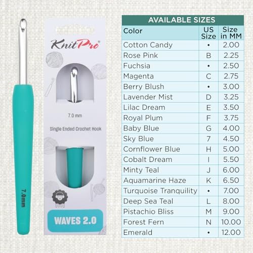 KnitPro Waves 2.0 Single-Ended Crochet Hooks | 7mm