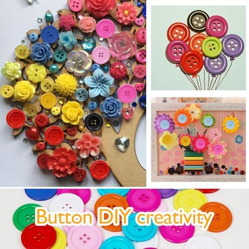 Chenkou Craft Mix Color Plastic Resin Circle Big Button 4 Holes DIY