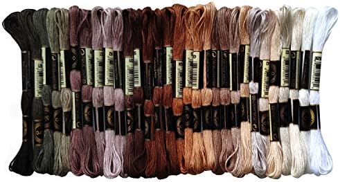 levylisa Embroidery Floss 30 Skeins Cross Stitch Threads Brown White