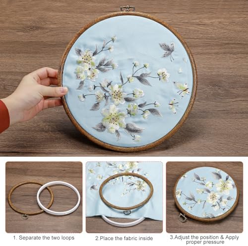 PATIKIL Embroidery Hoop 6pcs Cross Stitch Hoop Rubber Imitated Wood 7"