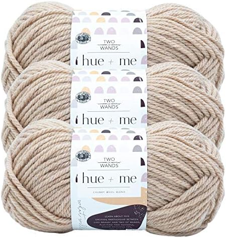 Lion Brand Yarn, Hue + Me Chunky Crochet Yarn, Desert, Off White