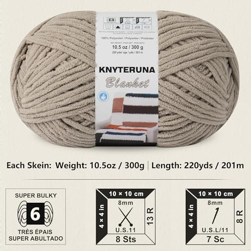 #6 Super Bulky Blanket Yarn for Crocheting - 4 Skeins