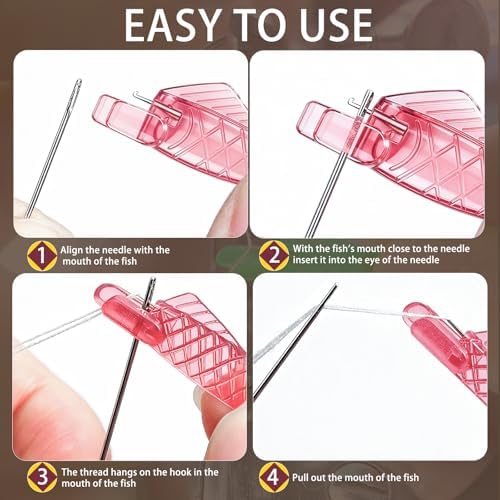 Bepisof 10 Pack Mini Pink Fish Type Needle Threader