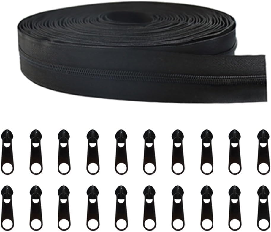 10 Yards Nylon Coil Zipper, Nylon Coil Sewing Zippers with 20PCS