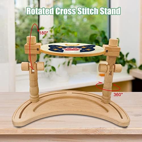 Adjustable Embroidery Hoop Stand – Rotatable Wooden Cross Stitch